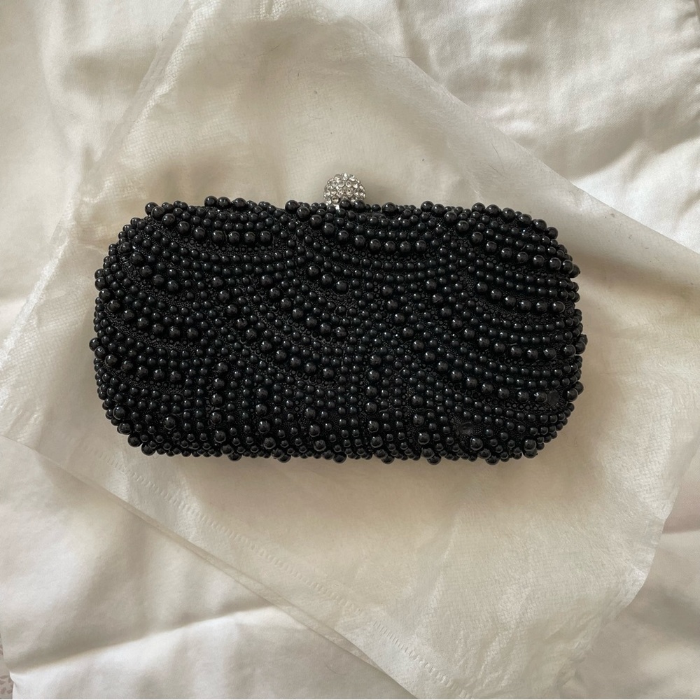 Lauren Lorraine beaded black evening clutch